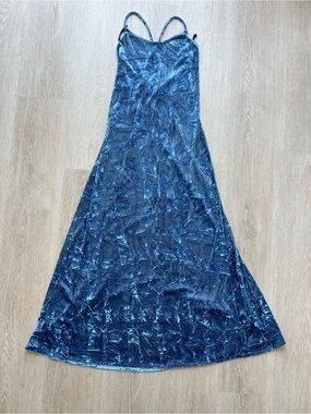 Velvet Crushed Navy Blue Summer Women’s Fairycore Slip Dress